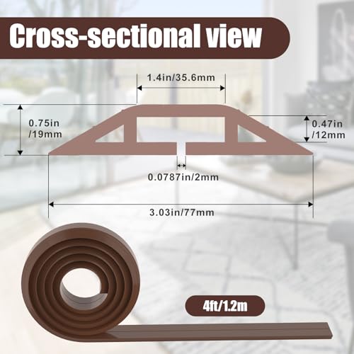 Eapele 4 ft Floor Cord Cover Heavy Duty Cable Protector, Cord Covers for Wires on Floor, Floor Cable Cover Easy to Unroll Prevent Trip Hazard for Home Office or Outdoor Settings (Brown) - color: Brown, size: 4 feet-1pc