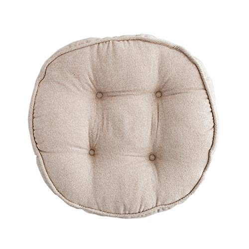 vctops Soft Chair Pads 18 inch Diameter Super Comfy Thicken Solid Color Round Seat Cushion for Kitchen Dining Room Office Chairs (Beige,18" x 18") - color: Beige