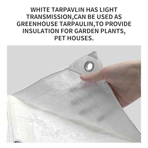 TARPAL 10x20 Feet White Tarp Waterproof Multipurpose Protective Cover All Purpose Outdoor Poly Tarps Cover for Shed, Camping, Farm,Firewood, Boat,Outdoor Furniture, Roof Waterproofing - color: White, size: 10x20 Feet-Finished size
