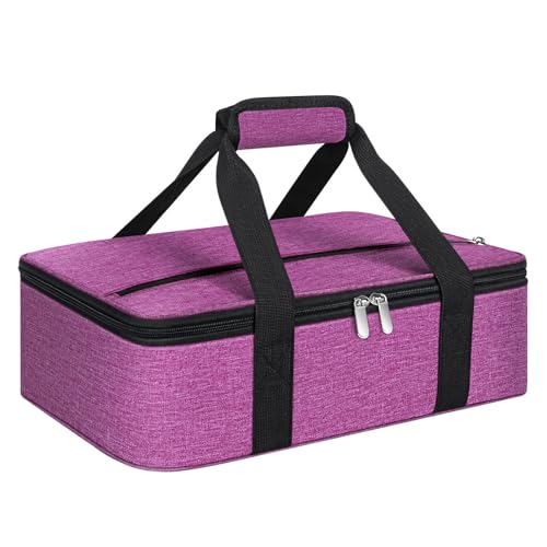 Insulated Casserole Carrier, Portable Casserole Carrier for Hot or Cold Food Lunch Tote Warmer or Cooler Bag, Lasagna Lunch Bag for Potluck Parties- Fits 9" x 13" Baking Dish-Rose Purple - color: Rose Purple, size: 16x10x4 in
