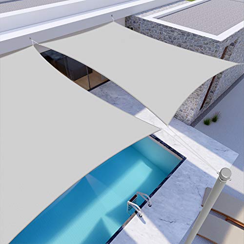 Windscreen4less 5'x5' Waterproof Sun Shade Sail Rectangle Shade Canopy Cover UV Block for Backyard Patio Deck Balcony Pergola Garden (Light Gray) - color: Light Gray, size: 5' x 5'