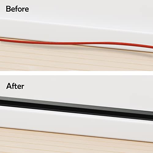 Rubber Bond TV Cord Hider Cable Protector - Strong Self Adhesive Wall Cord Cover Cable Hider - Low Profile Cable Management Wall Cord Concealer Cable Raceway - color: Black - One Thick Cord, size: 4 Feet