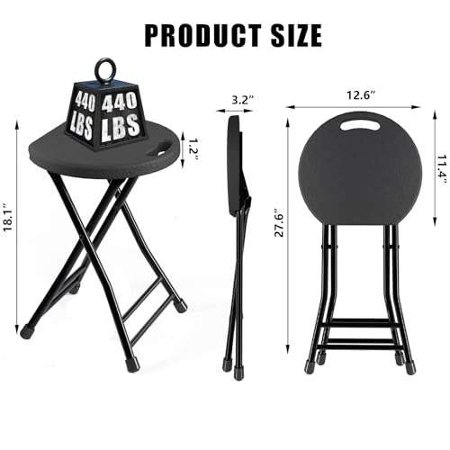 4 Pack Folding Stools with Foldable Table 6ft, Heavy Duty Dining Table and Chairs with Lock Function & Carrying Handle, Portable Indoor/Outdoor Furniture Set for Camping, Picnic, Party Black - color: Black, size: Pack of 4+6Ft Table