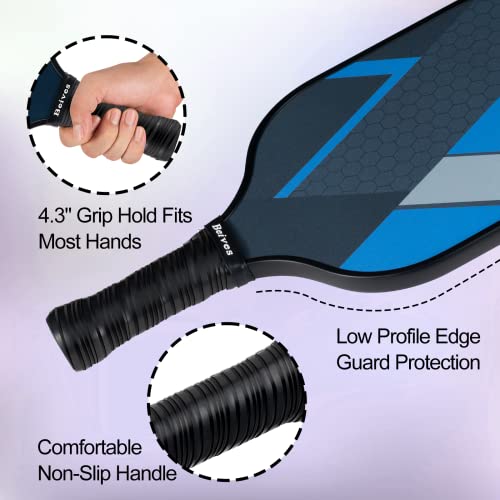 Pickleball Paddles, USAPA Fiberglass Pickleball Paddles Set of 4, Pickleball Set with 4 Pickleball Rackets, Including 4 Pickleballs & 1 Carry Bag, Pickle Ball Paddles Set for Men, Women - color: 2.Red&Blue-set of 4