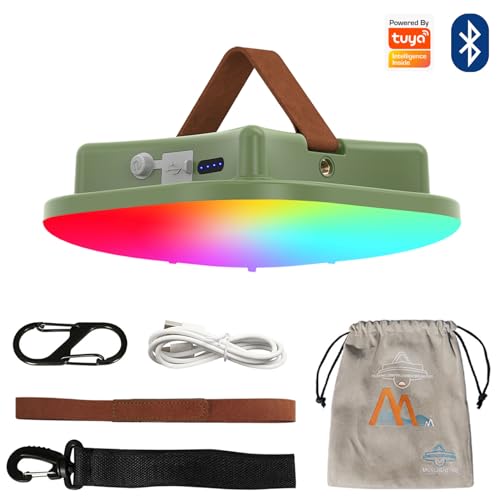 Camping Lantern Rechargeable,LED Smart Light Bluetooth Control by Tuya APP,Music Sync RGB LED Camping Lights,16500mAh Outdoor Light with Magnet Base,16 Million DIY Colors Tent Lights ly01