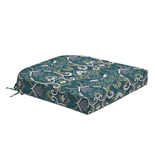 Arden Foam Outdoor Round Back Seat Cushion Kit, 20 x 19, Made with ProFoam, Rain-Proof, Fade Resistant, Sapphire Aurora Blue Damask - color: Sapphire Aurora Blue Damask, style: 20 x 19 Foam Rounded Back Seat Cushion