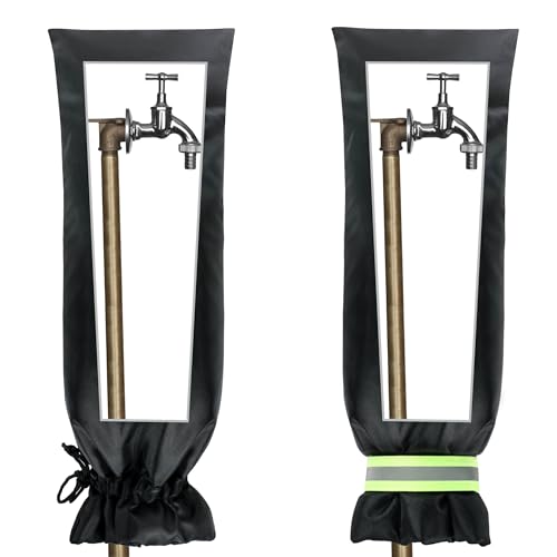 Outdoor Faucet Covers for Winter Freeze Protection 2 Pack Reusable Garden Faucet Cover Socks for Various Faucet Water Spigot Pipe Hose Bib,Waterproof Insulated Anti-Freeze Covers-XL - style: Reflective Velcro and Drawstring