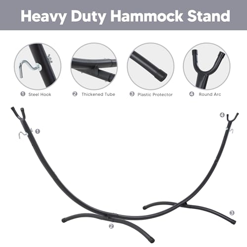 SUNCREAT Stand Alone Hammocks for Outside, 2 Person Self Standing Hammock, Light Gray - color: Light Gray
