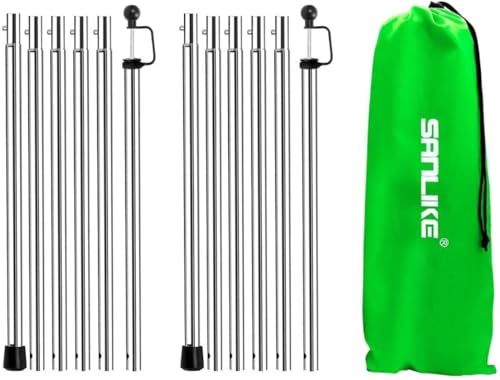 Tarp Poles Adjustable Heavy Duty 90 in Camping Tent Poles for Tarp Portable Telescoping Tent Poles for Awnings Canopy Rain Fly Shelter Set of 2 - color: Tarp Pole Silicone Cap