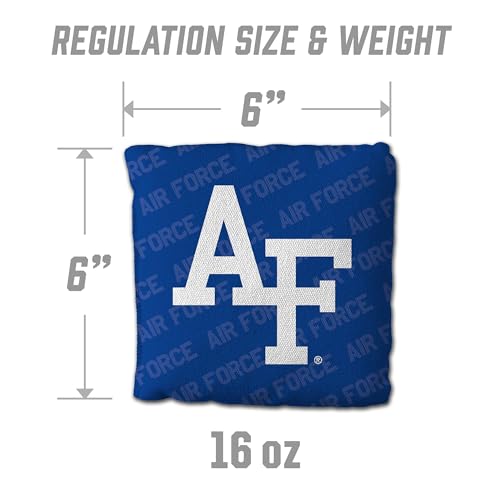 YouTheFan Officially-Licensed NCAA Set of 4 Cornhole Bags - All Weather Regulation 6” x 6” Size - 16oz Weight - Designed in USA - color: Air Force Academy - Blue
