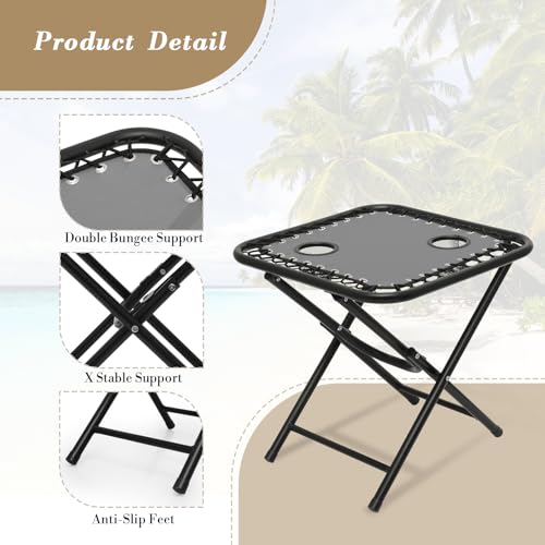Athena Collection Zero Gravity Outdoor Lounge Chair Set of 2 with Side Table, 25" Width Pool Lounge Lawn Chairs Reclining with Cup Holder, Outdoor Chaise for Beach Patio Backyard Outside, Grey - color: Grey, style: 25" Width