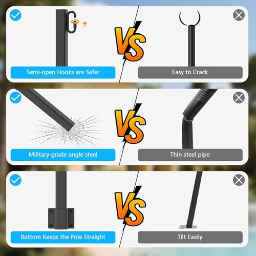 NUERPO 8 Pack String Light Poles,2.8Ft Metal Poles for Outdoor String Lights,Outdoor Light Poles with Post,Poles/Stand for Outside,Patio,Deck,Backyard,Garden Wedding,Party - size: 8 Pack 2.8FT String Light Pole