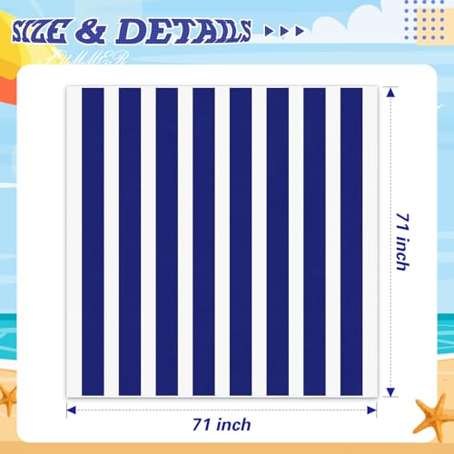 Peryiter Checkered Giant Beach Blanket 71 x 71 Inch Oversized Sandproof Towel Stripe Microfiber Quick Dry Lightweight Huge Blanket for Summer Hawaii Beach Travel Essentials Accessories(Navy Blue) - color: Navy Blue