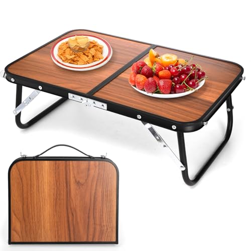 Folding Camping Table, Mini Portable Beach Table with Carry Handle, Ultralight Compact Picnic Dining Low Table for Grill, Indoor Outdoor, Garden, Patio, BBQ, Party