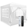 10x10ft Pop Up Canopy Tent, Portable Instant Tent with 4 Sidewalls, Waterproof Sun Shelter for Outdoor Parties, Beach, Easy Setup with 2 Doors & 2 Windows (White)