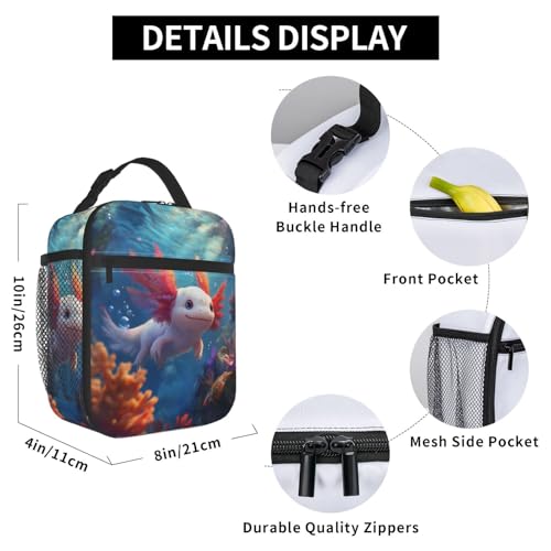 Axolotl Lunch Box Insulated Lunch Bag for kids Girls Boys Women,Reusable Lunch Box Containers for Women Men,Durable Cooler Tote Bag Lunchbox for Office/School/Picnic - color: Axolotl02