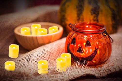 24 Battery Powered Flickering LED Tea Lights, Flameless Votive Electric Fake Candles for Wedding, Festival Celebration,Party, Halloween and Christmas Decoration(Warm White) - color: Warm White Tea Lights (1.8") - 24 Pack