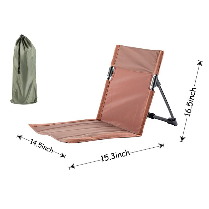 Ultra-Light Folding Camping Chair with Backrest,Outdoors Relaxing Floor Seat for SwimmingPool Beach Lawn Picnic Road Trips - color: Brown