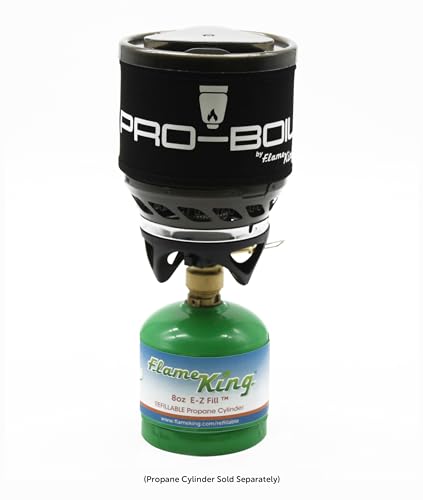 Flame King Pro-Boil All-in-One Camping and Backpacking Stove Cooking System, Boils Water in 90 Seconds, Gas Powered