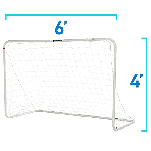 Franklin Sports Competition Soccer Goals - Backyard Portable Steel Soccer Goals - Adult + Youth Soccer Goal with Net + Ground Stakes Included - Multiple Sizes + Colors - color: White, style: Non-Folding 6' x 4'