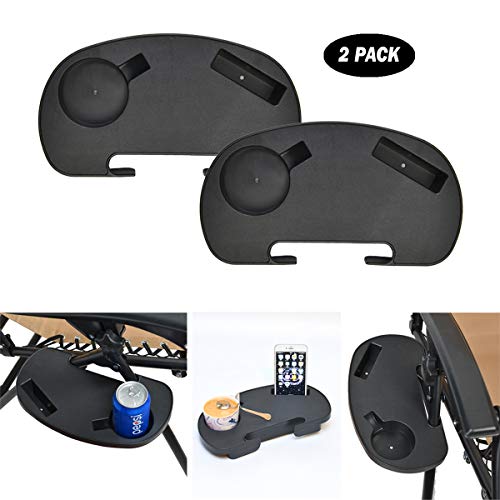 C-CHAIN Universal Zero Gravity Chair Tray, Cup Holder Tray for Fold Lounge Chair, Cup Holder with Water Cup Slot and Cellphone Slot (Small, 2 pcs) - color: Small, size: 2 pcs