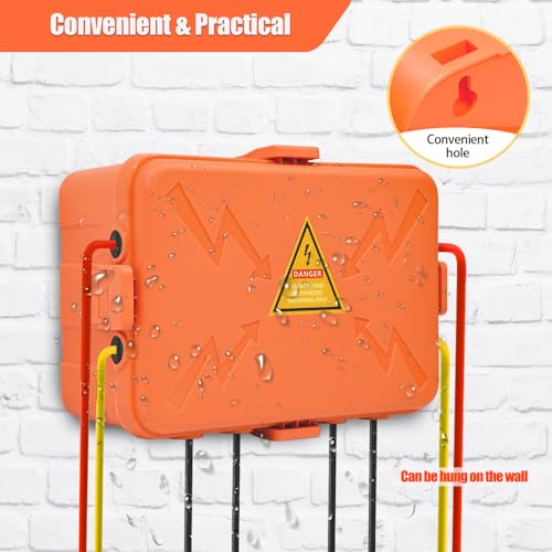 Hrensaw Large Outdoor Electrical Box(12.5x8.5x5inch),IP54 Waterproof Outdoor Outlet Covers,Weatherproof Extension Cord Covers Protect Outlet,Plug,Timer,Power Strip,Holiday Light,Orange - color: Orange, size: Large