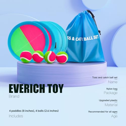 Upgraded Toss and Catch Ball Game Set, Outdoor Games for Kids Toys, Stocking Stuffers for Family Games, Beach Pool Yard Christmas Toys Birthday Gifts for Boys Girls 3 4 5 6 7 8-12 Year Old - color: Pink Green, size: 4 Paddles 4 Balls