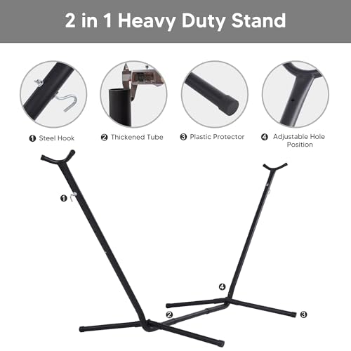 SUNCREAT 2-in-1 Convertible Double Hammocks 2 Person Heavy Duty, Large Patio Hammock with Space Saving Stand, Patented, Coffee Stripe - color: A-coffee Stripe