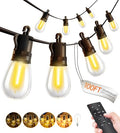 Outdoor String Lights Patio LED Light Outside - 30M 28+2 S14 LED with Remote Control 100ft Porch Lighting IP65 Waterproof - size: 100FT-Remote
