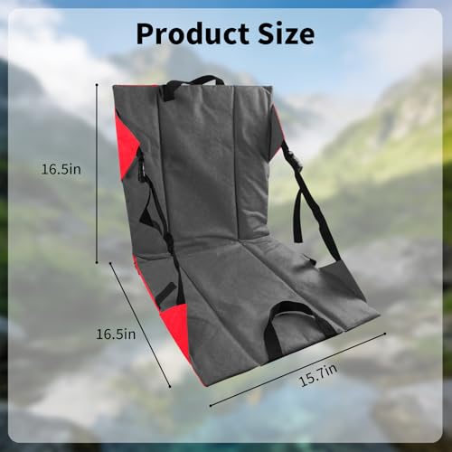 Folding Stadium Seat Cushion with Backrest, Portable Bleacher Pad for Camping, Fishing,15.8'' x 16.5'',Lightweight Chair with Backrest for Outdoor Sports and Concerts - color: Grey and Red