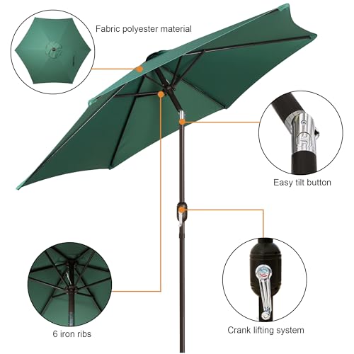 Blissun 7.5 ft Patio Umbrella, Yard Umbrella, Outdoor Market Umbrella with Push Button Tilt Crank, Seaglass - color: Seaglass