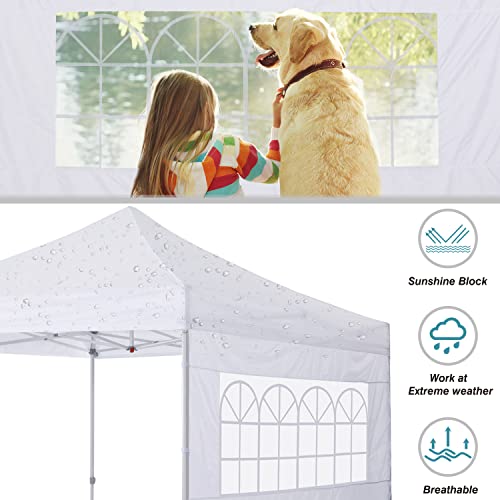 COOSHADE Instant Canopy SunWall 10x10 Canopy SideWall for Pop up Canopy Tent, 1 Pack Sidewall with Church Window Only, White - color: White, size: 10x10-Church Window