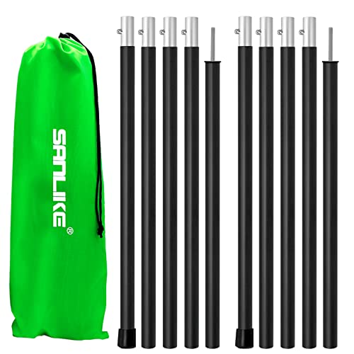 SAN LIKE Aluminum Tent Poles for Tarp - 75in Collapsible Poles for Awnings, Canopy, Rain Fly, Shelter - 2 Sets (5 Sections) - color: Black-5 Sections