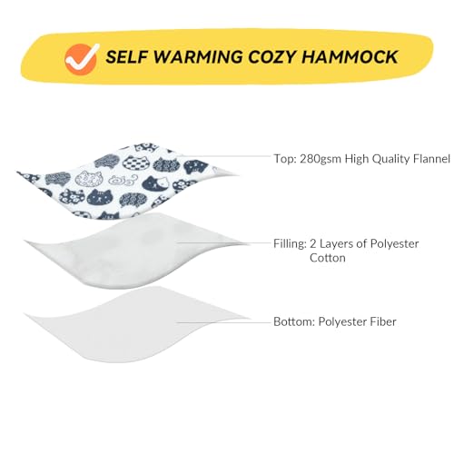 Patas Lague Cat and Dog Hammock Bed for Small Dogs, Brethable Wooden Cat Pet Rabbit Elevated Bed Cots Furniture for All Seasons Fleece Ivory - color: Ivory