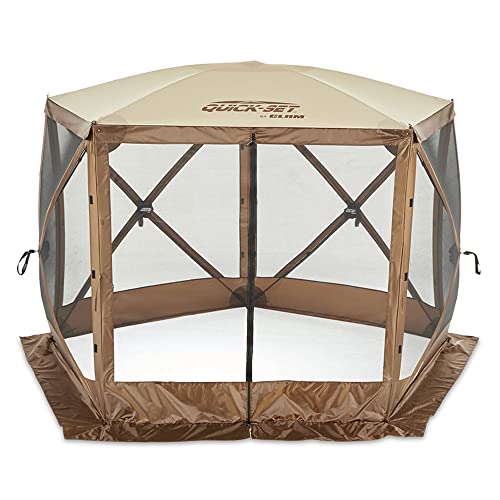 CLAM Quick-Set Pop Up Screen Tent, Venture, 9 x 9 ft, Instant Setup Brown Portable Outdoor Gazebo Canopy Shelter, Compact Bug-Free Camping Tent for Backyard, Beach, Tailgating - Brown - style: Portable