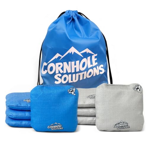 Cornhole Solutions Cornhole Bags Set of 8 – Regulation Pro Style 6x6 – Resin Filled + Tote Bag - color: Turquoise/Grey