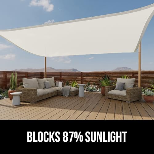 GORILLA GRIP Heavy Duty Sun Shade, UV Protection Fade Tear and Rust Resistant Rectangle Sunshade Canopy, Curved Edges Blocks Sunlight, Breathable Sail, Outdoor Patio, Lawn Garden, 6x10 FT Butter Ivory - color: Ivory, size: 6' X 10', style: Rectangle