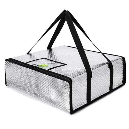 Pizza Bags for Delivery 20" X 20" X 6" - Moisture-Free, Professional Thermal Pizza Warmer, Heavy-Duty Pizza Delivery Bag, Suitable for Restaurants,Picnic Uber Eats & Door Dash（Silver） - color: Silver, size: 20" x 20" x 6"