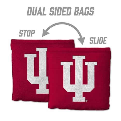 YouTheFan Officially-Licensed NCAA Set of 8 Cornhole Bags - All Weather Dual Sided Slide & Stop - Regulation Size with Carry case - color: Indiana Hoosiers