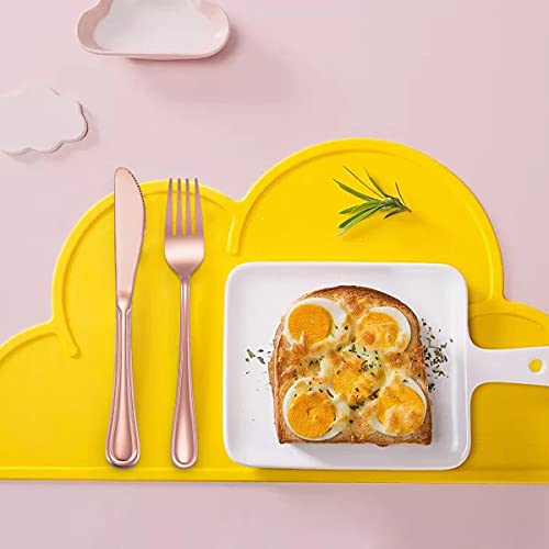 LIANYU 12-Piece Rose Gold Kids Silverware Set, Stainless Steel Toddler Utensils Flatware Set, Child Cutlery Tableware for 4, Include knife Fork Spoon, Mirror Finished, Dishwasher Safe - color: Copper