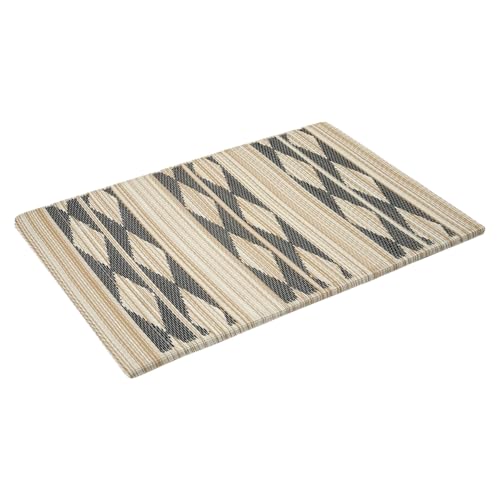 Fab Habitat Striped Non Slip Doormat - Durable, Thin - Recycled Plastic - Entryway, Front Door, Porch, Patio - Cairo - Natural & Black (24" x 36" Non-Slip) - color: Cairo - Natural & Black, size: 2' x 3' (Rectangular)