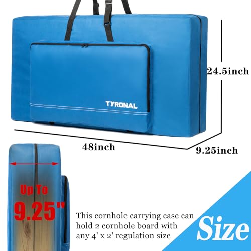Cornhole Carrying Case Fits 4' x 2' Regulation Size Board, Cornhole Carrying Bag with Protective Padded Foam and One large pockets for Cornhole Outdoor Games, Only Bag. (Blue) - color: Blue
