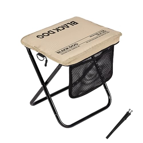 windhike Blackdog 11in Ultralight Camping Folding Stool - 0.7lb Compact Camping Chair, 265lb Capacity Aluminum Alloy X-Frame for Hiking, Fishing BBQ Portable Small Stool for Adults (Pro - Khaki) - color: Pro - Khaki