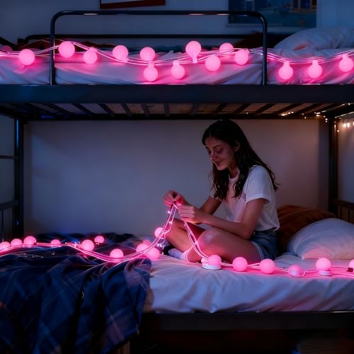 Mothers Day Decorations Lights USB Plug in 38ft 100LED 8 Mode Remote Timer Mini Globe Fairy String Lights Gifts for Mom Women Girl Mother Bedroom Indoor Dorm Happy Valentines Mother's Day Decor, Pink - color: 100LED-Pink