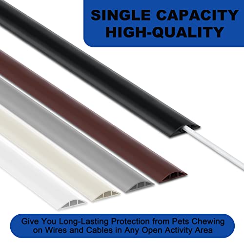 6ft Heavy Duty Cord Hider for Floor, Black Cable Management Cover, Hide Electrical Wires, Protector With 0.78" W x 0.32" H Cable Cavity - color: Black, size: Large-6ft