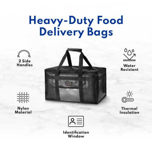 New Star Foodservice Commercial Insulated Food Delivery Bag, Full Size, 21.5 x 11 x 12.5 Inch, Black - size: 21.5" W x 11" H x 12.5" D