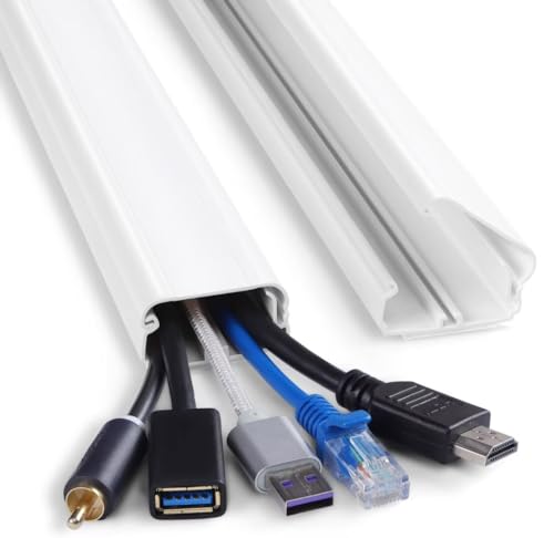 Cord Cover Wall 32in, TV Cord Hider for Wall Mounted TV, Large Cable Hider Kit for 3-6 Cords, Wire Management Raceway, White Wire Hider Concealer, 2 x L15.8in, W1.5in H0.75in - color: White, size: W1.5in x H0.75in - L31.5in