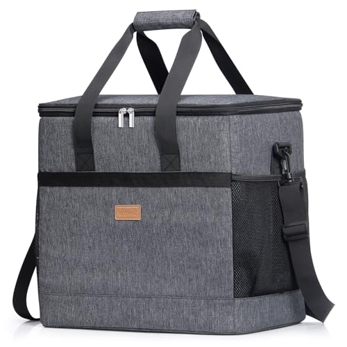 Lifewit Cooler Bag 30/50/60 Cans Collapsible and Insulated Large Lunch Bag Leakproof Soft Cooler Portable Tote for Camping/BBQ/Family Outdoor Activities - color: Dark Gray, size: 60-Can(40L)