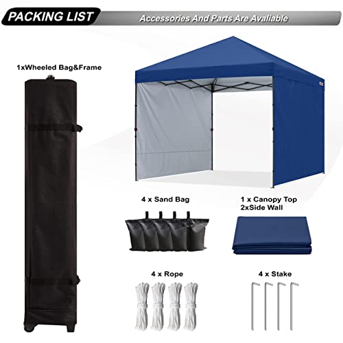ABCCANOPY Easy Pop up Canopy Tent with 2 Sidewalls for Outdoor Sun Blocking or Rain Protection,10x10, Navy Blue - color: Navy Blue, size: 10x10