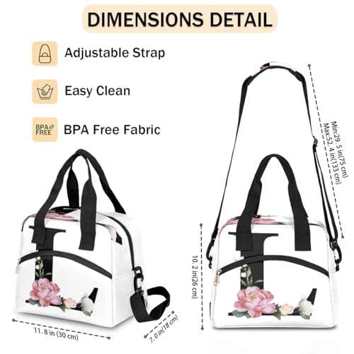 Letter L Insulated Lunch Bag for Women Men Reusable Waterproof Lunch Box Cooler Tote Bag One shoulder portable meal bag Portable Adult Lunchbox for Work Picnic Hiking Beach - color: Letter L